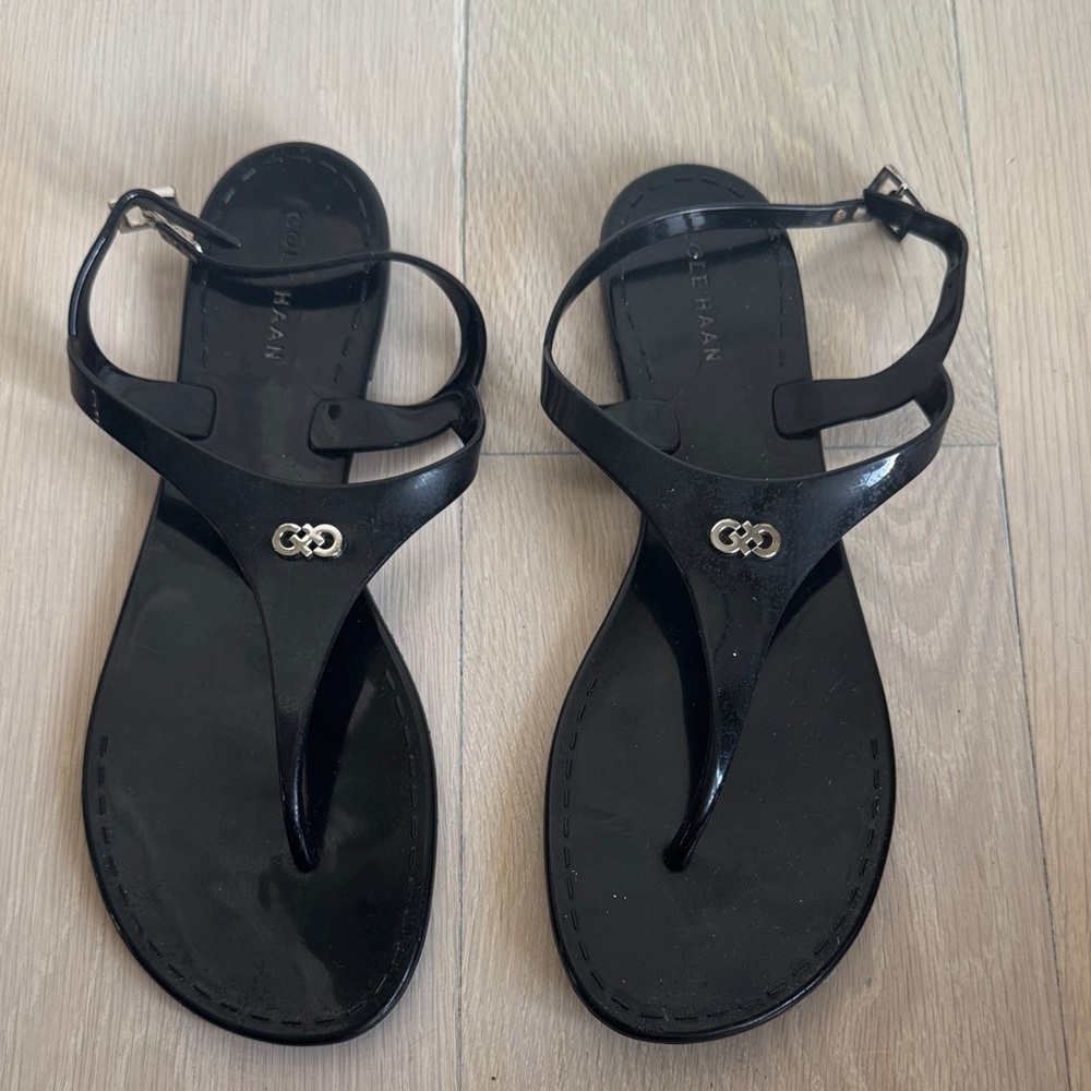 Cole Haan Women's Black Jelly Sandals with Silver Accent